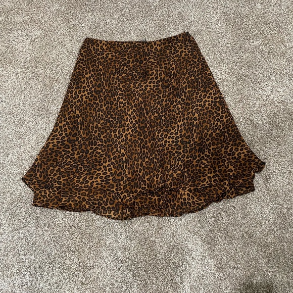 George Brown Leopard High Low Skirt Ruffle - Picture 1 of 4